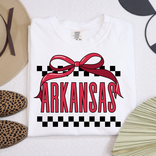 Arkansas w/Bow (Checkered) Full Color DTF Transfer