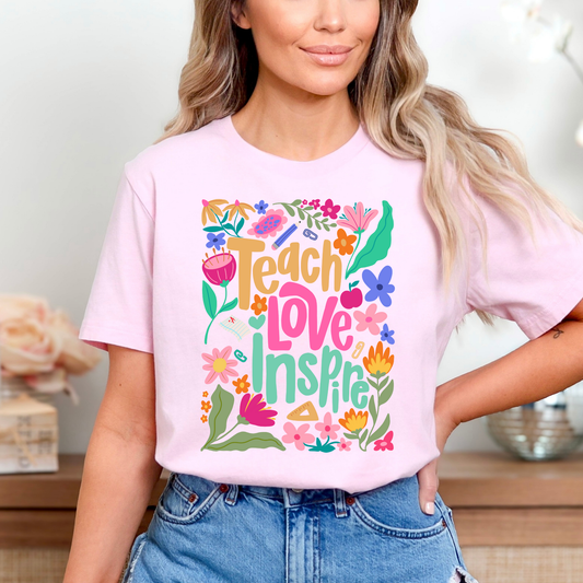 Teach Love Inspire (Boho Floral) Full Color DTF Transfer