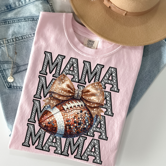 Faux Rhinestone Mama (Football) Full Color DTF Transfer