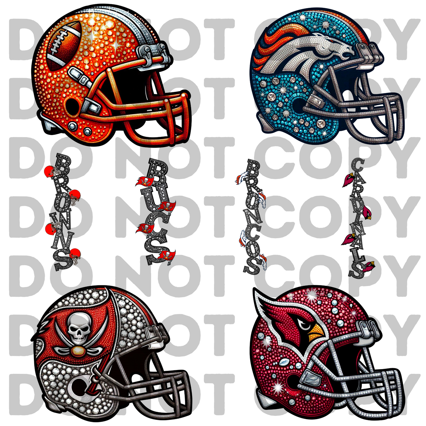 Helmet Sports Team(ALL TEAMS) Faux Rhinestone Helmet Full Color DTF Transfer
