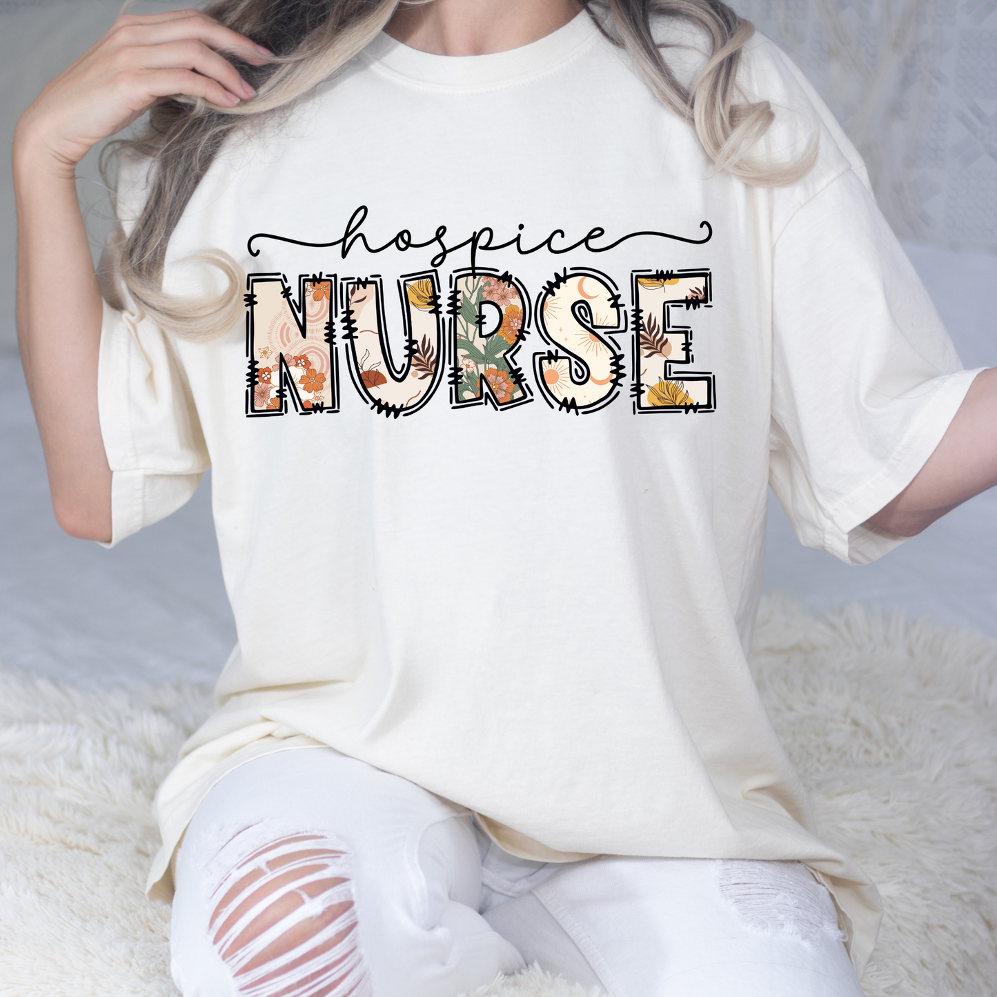 Hospice Nurse Applique Letters Full Color DTF Transfer