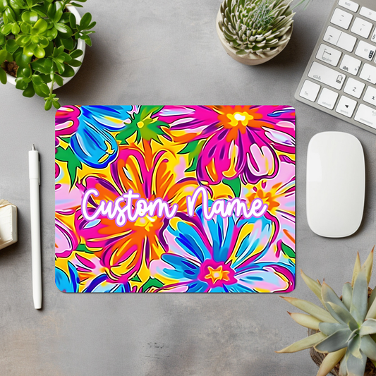 Watercolor Flowers Personalized Mouse Pad