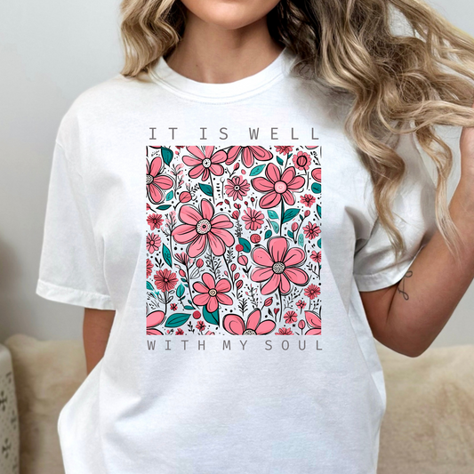 It Is Well With My Soul (Floral Collage) Full Color DTF Transfer