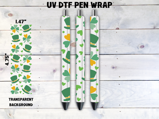 St Patrick's Hats & Clovers UV DTF Pen Wrap Transfer