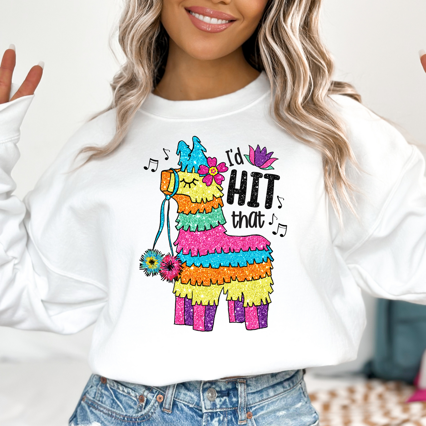 I'd Hit That Pinata (Faux Glitter) Cinco De Mayo Full Color DTF Transfer