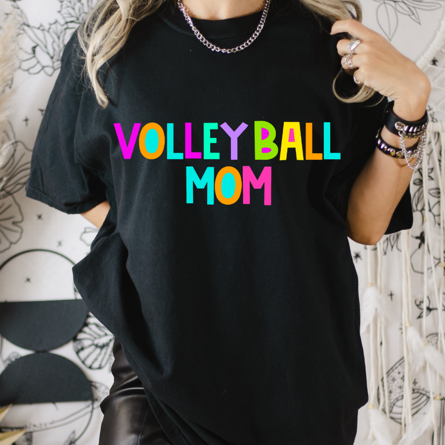 Volleyball Mom Neon Alpha Full Color DTF Transfer