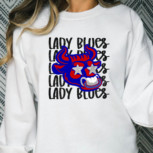 Lady Blues Bull Mascot Full Color DTF Transfers