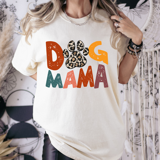 Dog Mama (Multi Color) Leopard Paw Full Color DTF Transfer