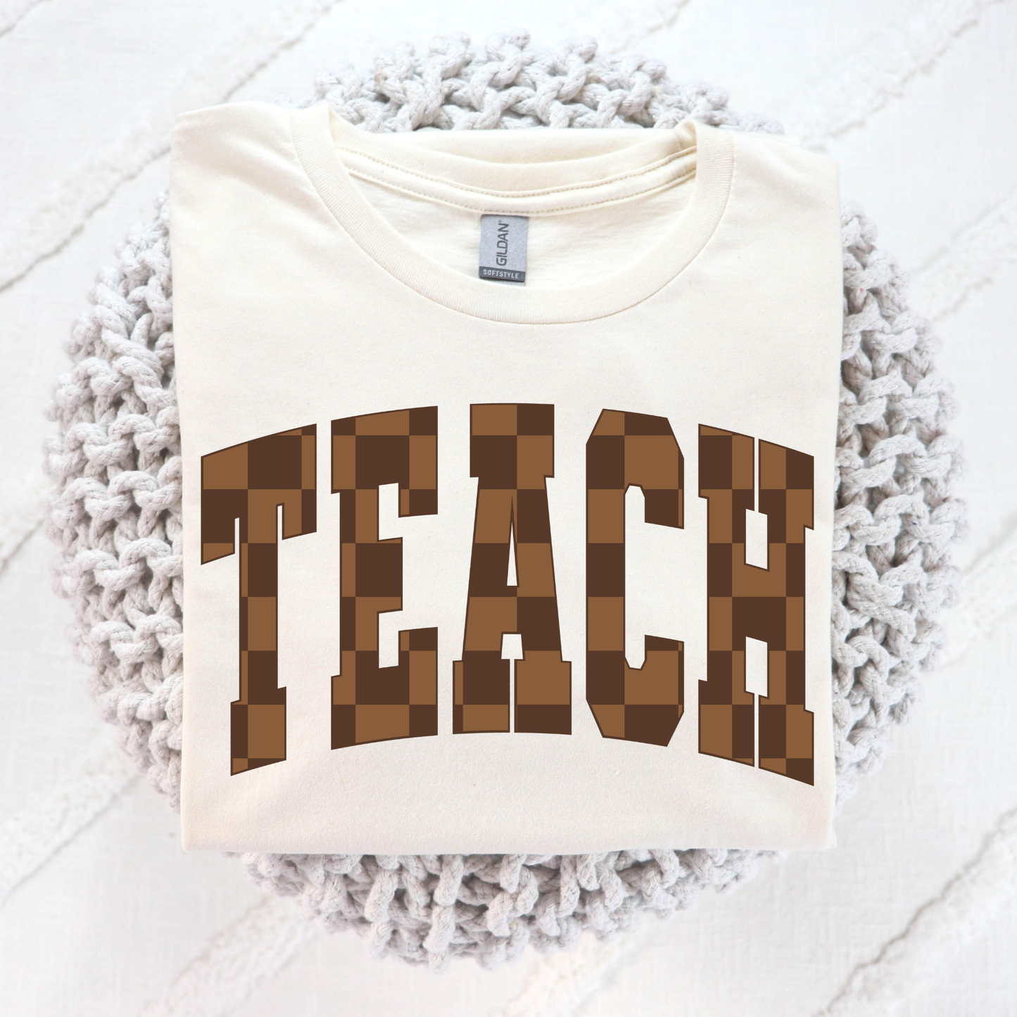 Teach (Brown Checkered) Full Color DTF Transfer