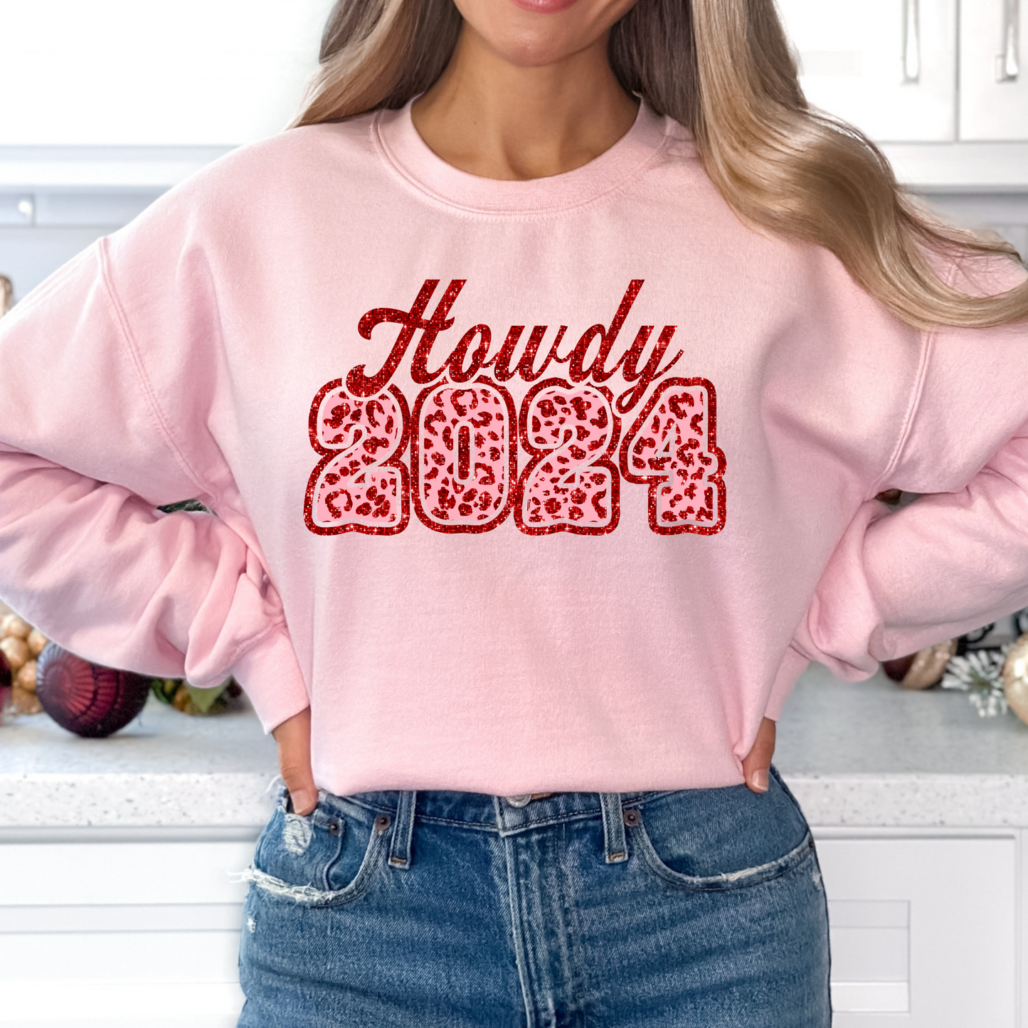 Howdy 2024 (Red Faux Glitter) Full Color DTF Transfer