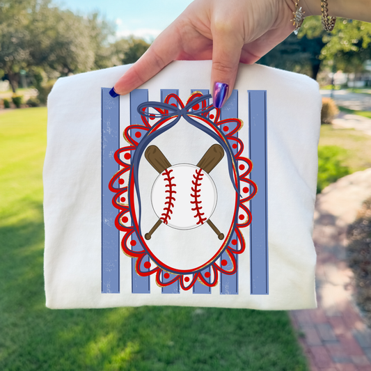 Framed Baseball/Bat (Striped) Full Color DTF Transfer
