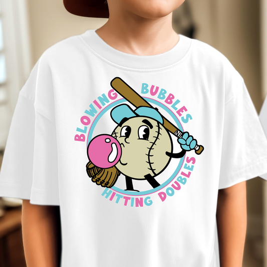 Blowing Bubble Hitting Doubles Full Color DTF Transfer
