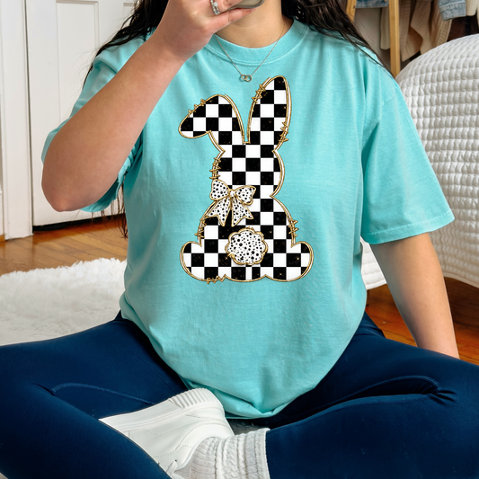 Checkered Bunny Full Color DTF Transfer