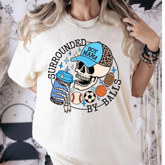 Surrounded By Balls (Sports Skull) Full Color DTF Transfer