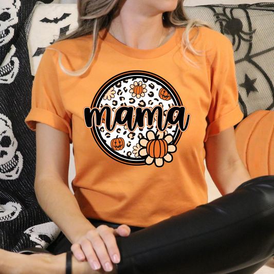 Mama (Leopard Circle Pumpkins/Flowers) Full Color DTF Transfer