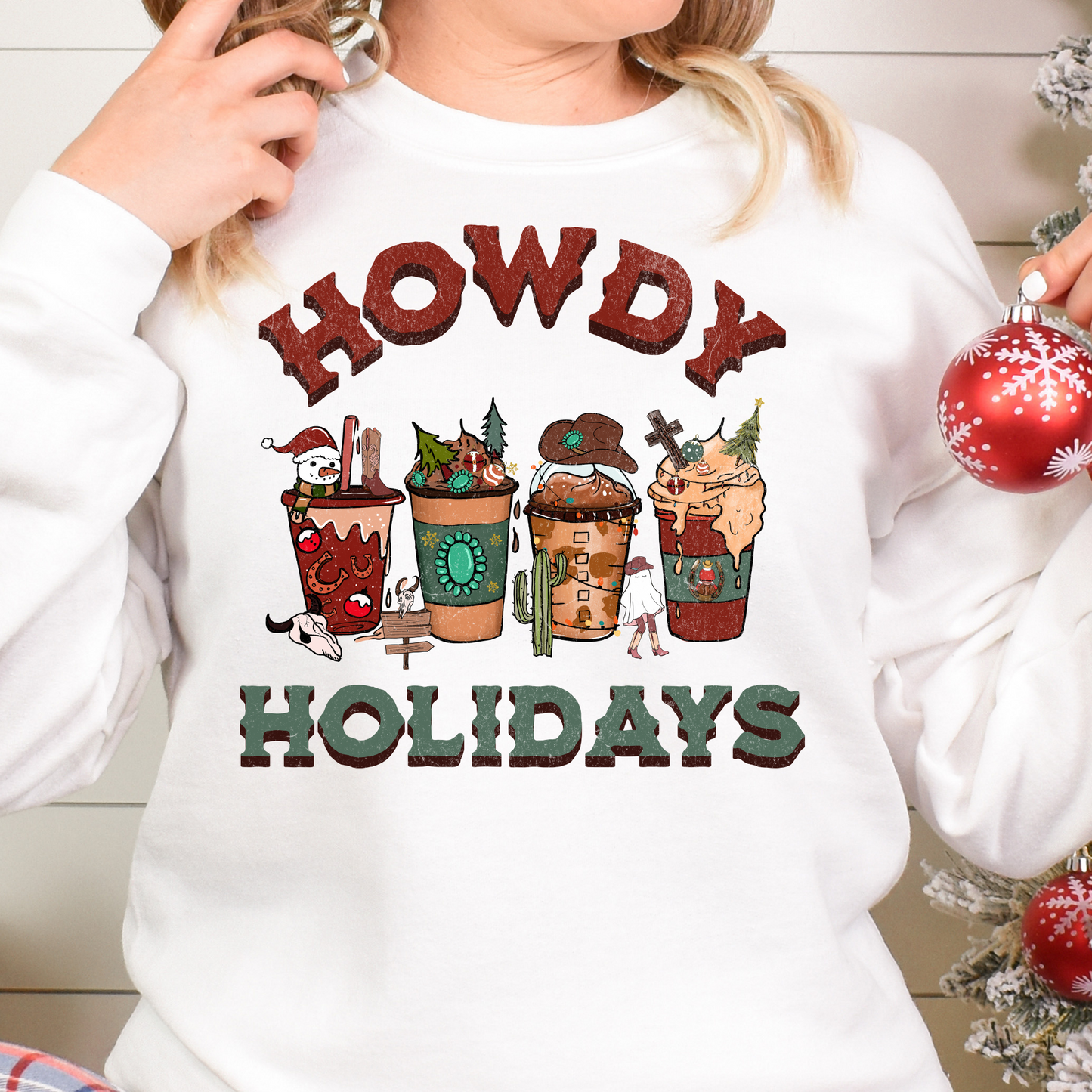 Howdy Holidays Western Coffee Full Color DTF Transfer