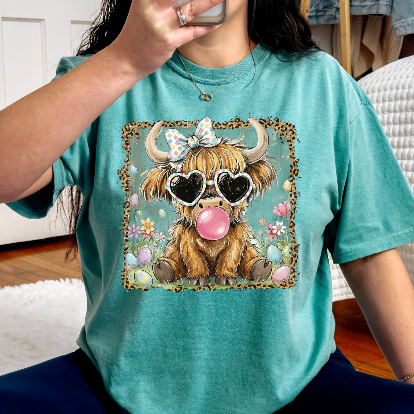 Easter Bubblegum Cow (Heifer) Full Color DTF Transfer