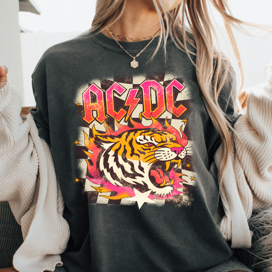 ACDC Checkered w/Tiger Full Color DTF Transfer