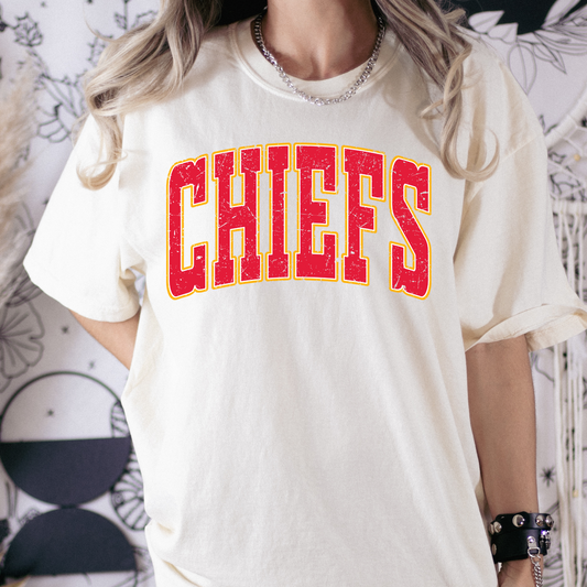 Chiefs Distressed Text Full Color DTF Transfers