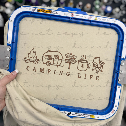 Camping Life (Line Art) Embroidered Sweatshirt/T-Shirt
