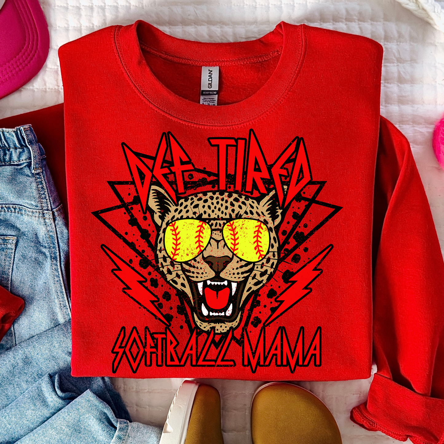 Def Tired Softball Mama Full Color DTF Transfer