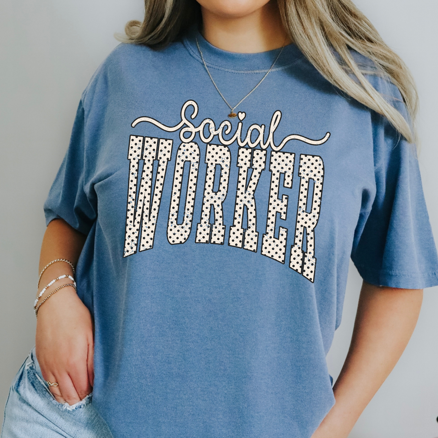 Polka Dot Social Worker (Varsity/Script) Full Color DTF Transfer