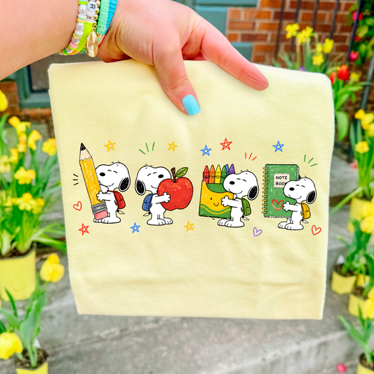 Snoopy w/ School Supplies Full Color DTF Transfer