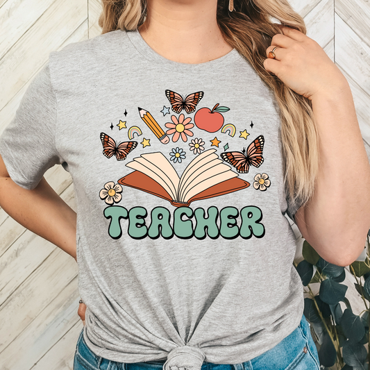 Teacher (Open Book w/ Butterflies) Full Color DTF Transfer