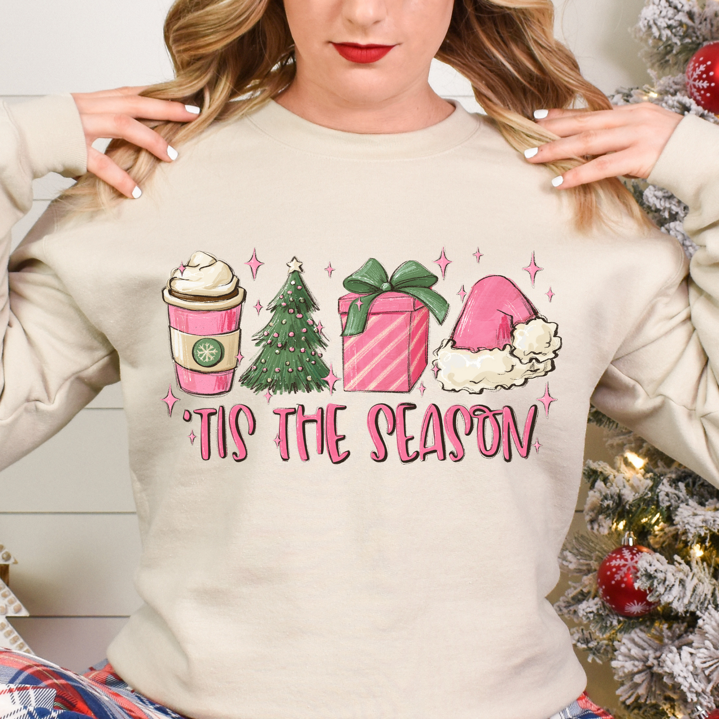 Tis The Season Pink Theme Full Color DTF Transfer