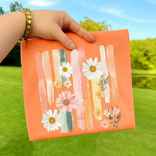 Spring Flowers/Brush Strokes Full Color DTF Transfer
