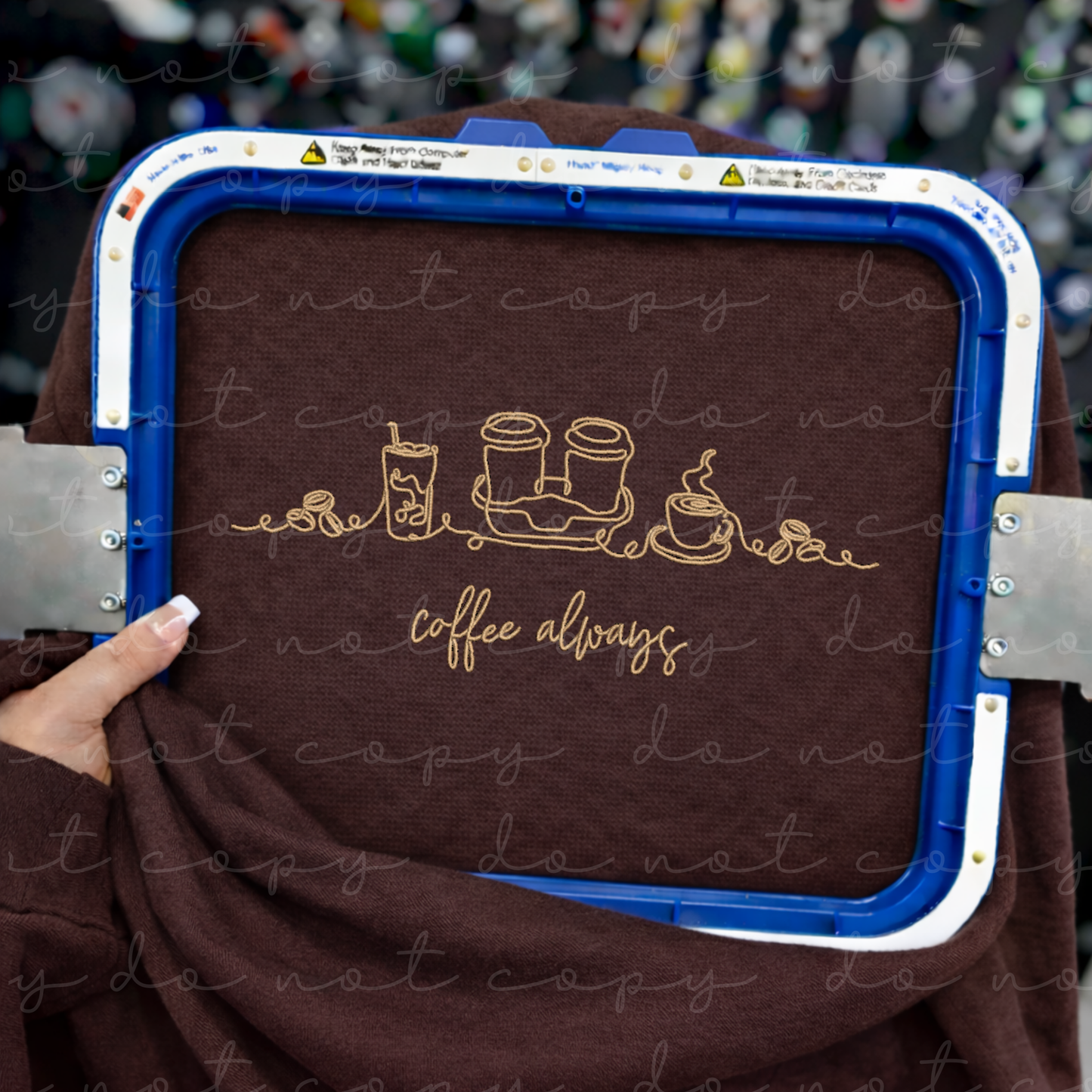 Coffee Always (Line Art) Embroidered Sweatshirt/T-Shirt