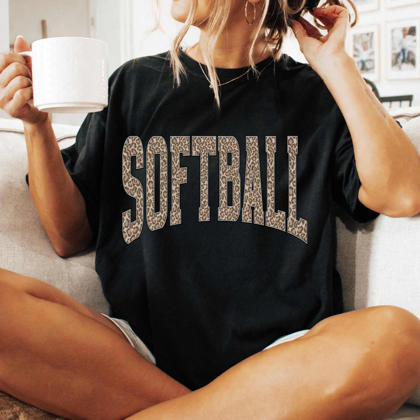 Leopard Arched Softball Full Color DTF Transfer