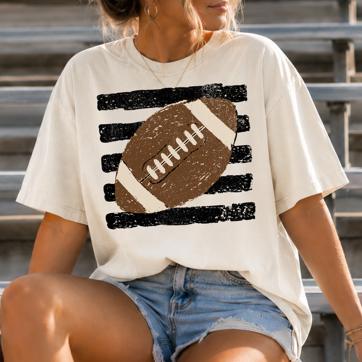 Football w/Striped Background Full Color DTF Transfer