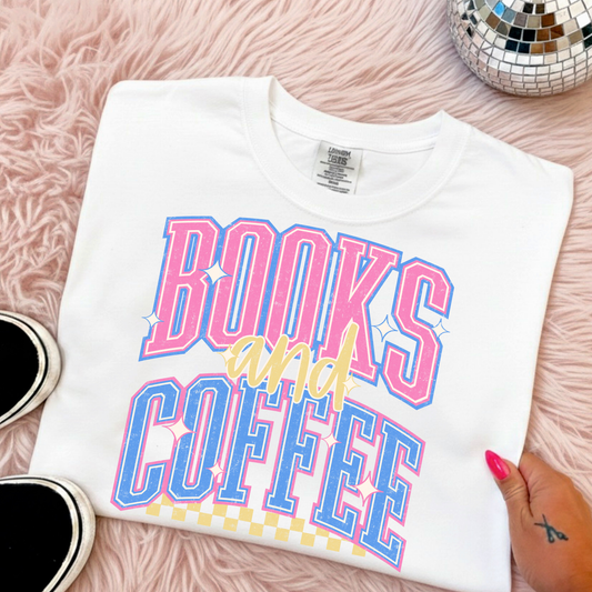 Books and Coffee Full Color DTF Transfer