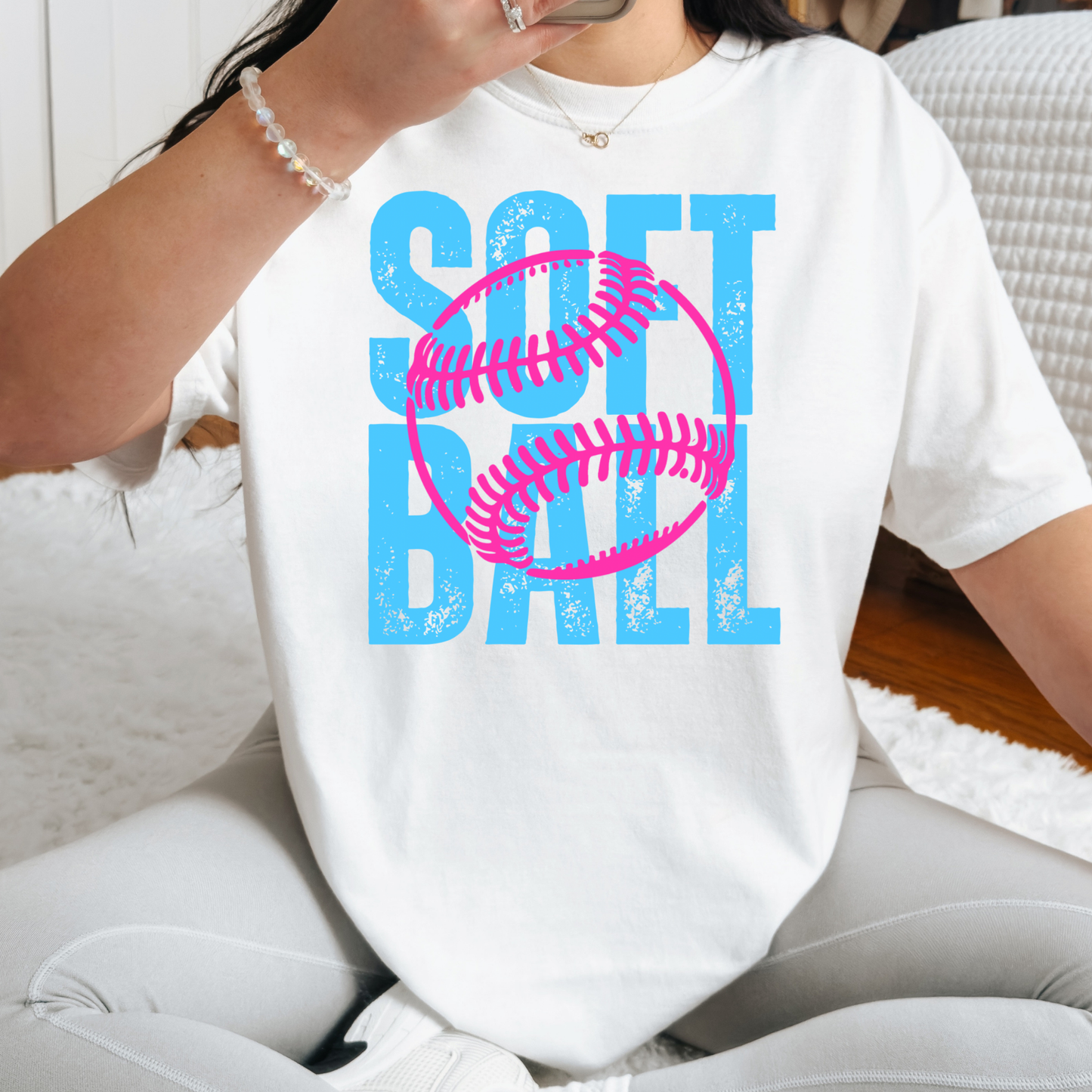 Softball (Cyan/Magenta) Full Color DTF Transfer