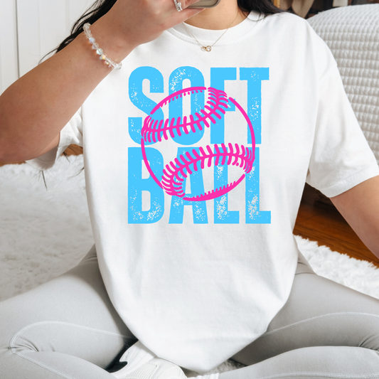 Softball (Cyan/Magenta) Full Color DTF Transfer