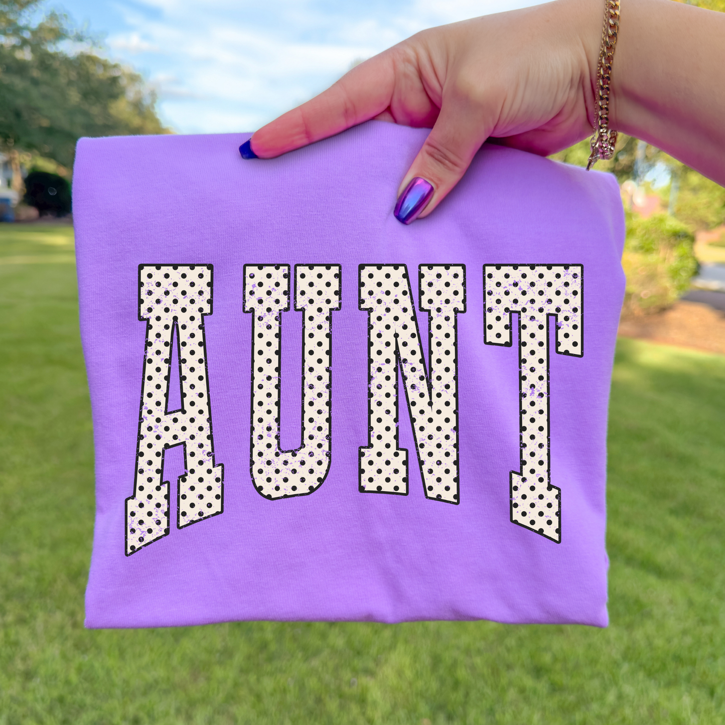 Polka Dot Aunt (Varsity) Full Color DTF Transfer