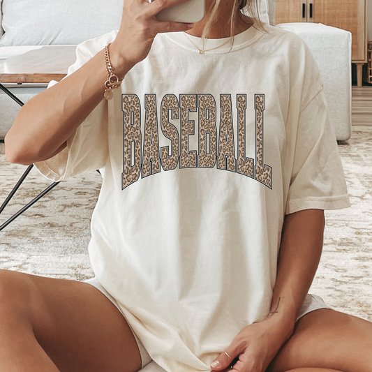 Leopard Arched Baseball Full Color DTF Transfer