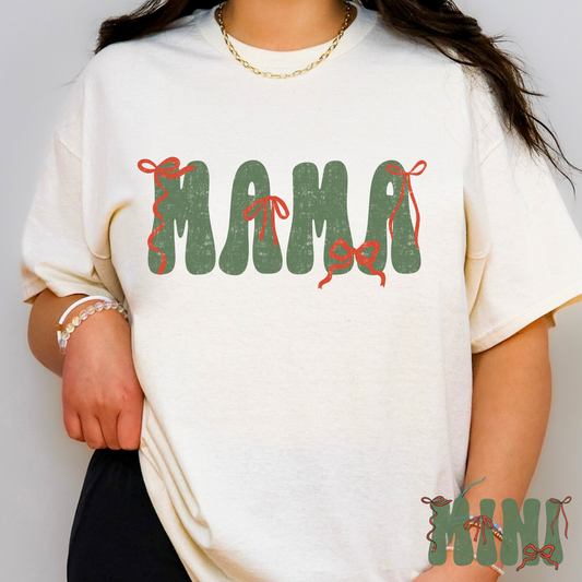 Mama w/Bows (Mini Option) Green Full Color DTF Transfer