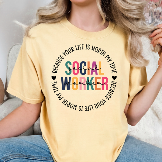 Social Worker (Circle) Full Color DTF Transfer
