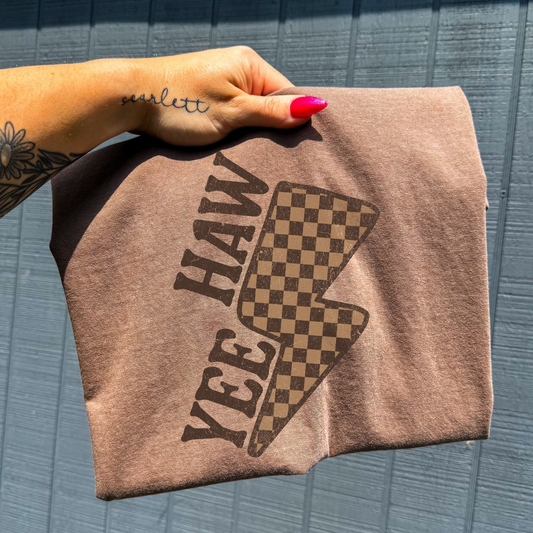 Yee Haw (Checkered Lightning Bolt) Full Color DTF Transfer