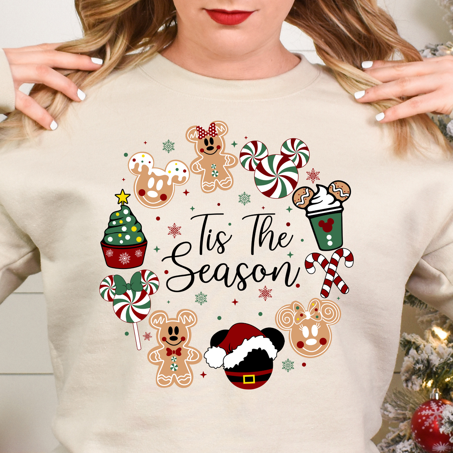 Tis The Season Mouse Theme Wreath Full Color DTF Transfer