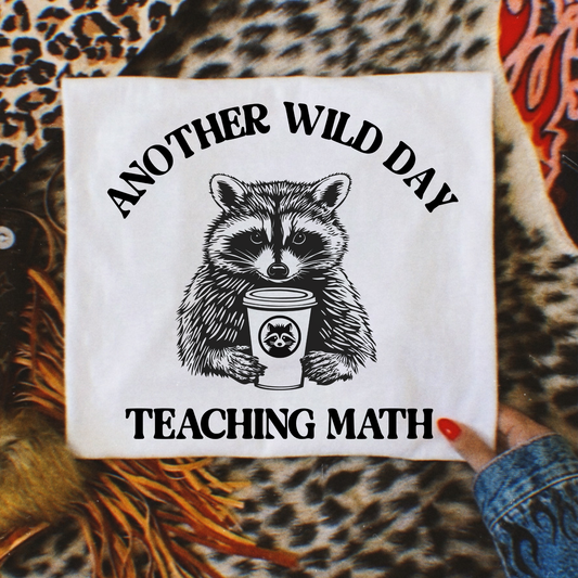 Another Wild Day Teaching Math (Raccoon) Full Color DTF Transfer