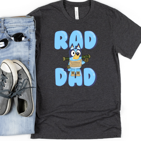 Rad Dad (Bubble Letters Combat) Full Color DTF Transfer