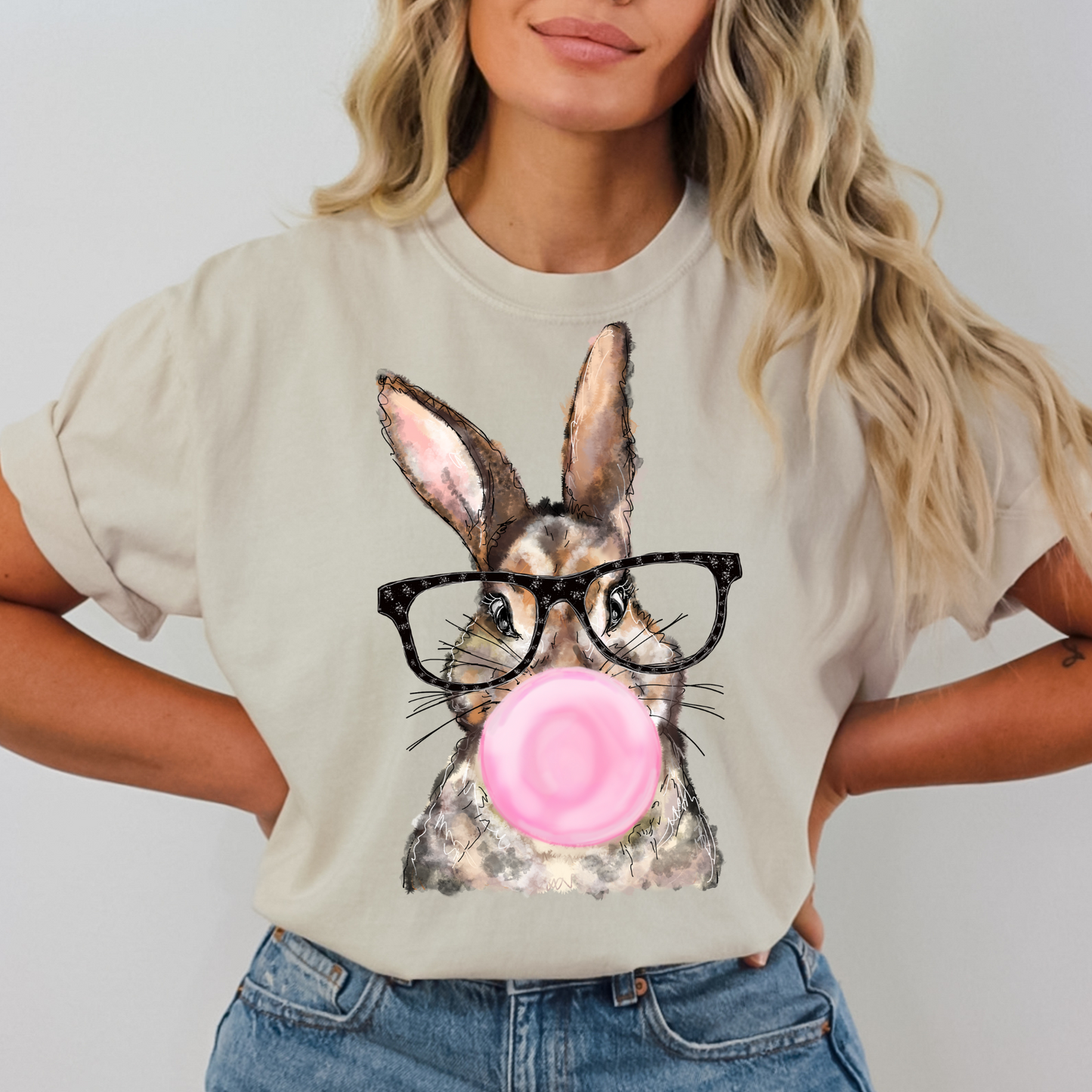 Bubble Gum Rabbit Full Color DTF Transfer