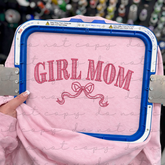 Girl Mom Bow Embroidered Sweatshirt/T-Shirt