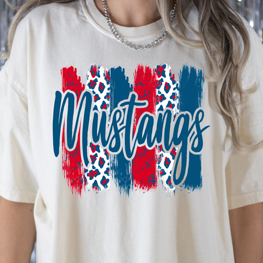 Mustang Brushstrokes Red/Blue Full Color DTF Transfer