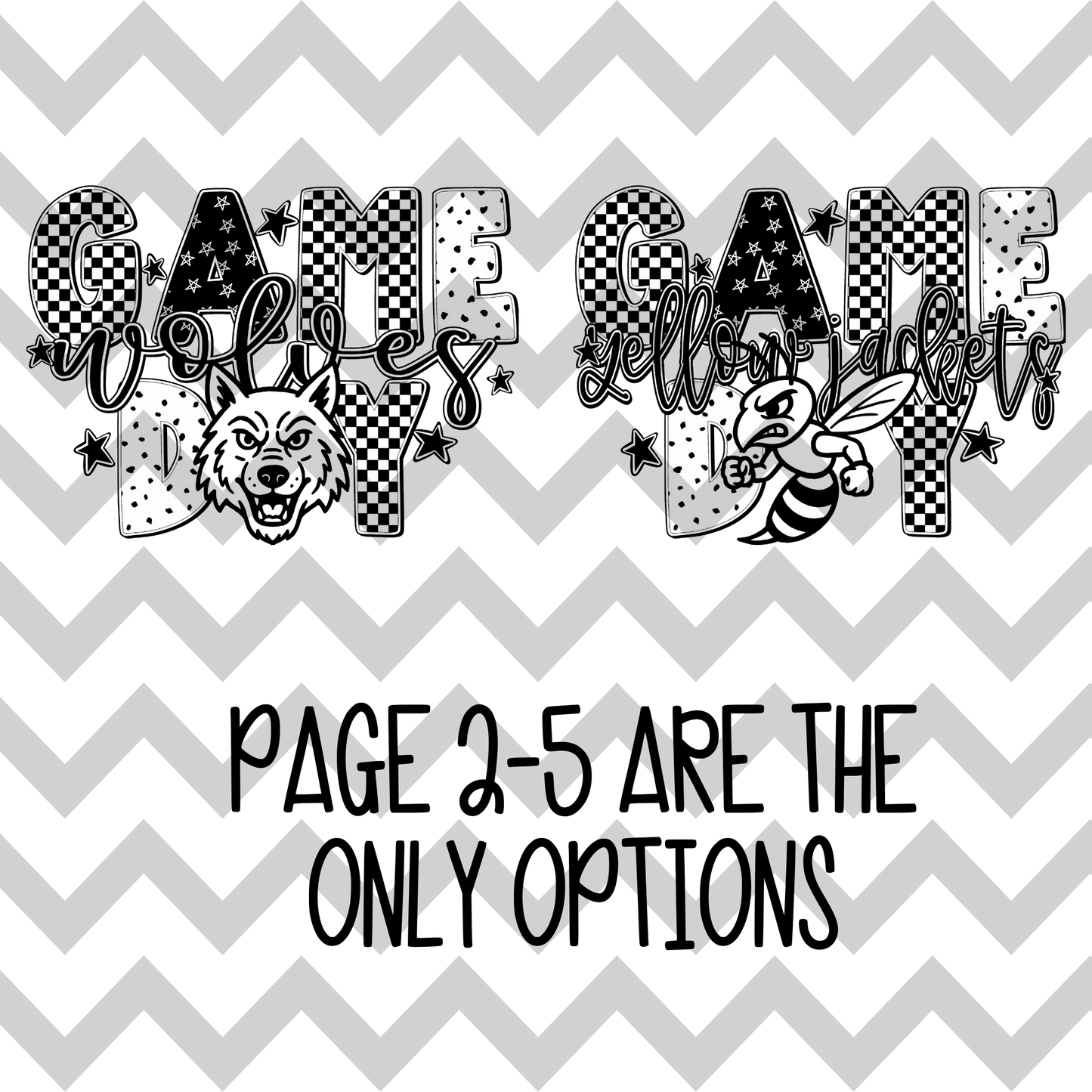 Game Day Mascot Black/White (MULTI OPTIONS) Full Color DTF Transfer