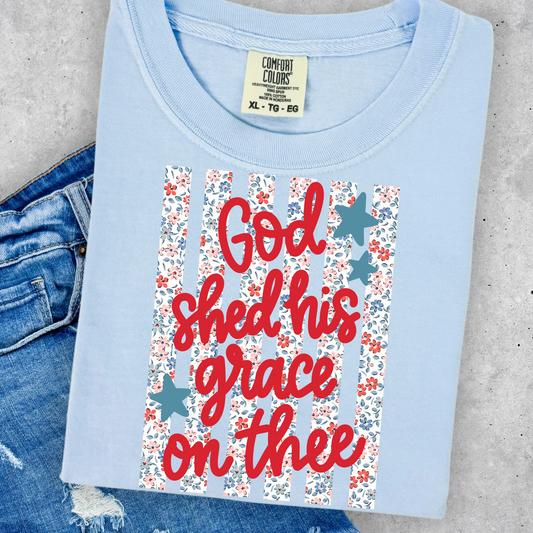 God Shed His Grace on Thee (Floral Stipes) Full Color DTF Transfer