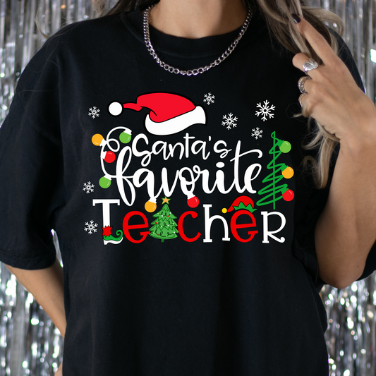 Santa's Favorite Teacher Full Color DTF Transfer